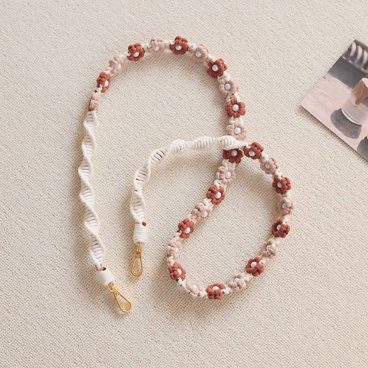 Weavey Studio – wholesale Phonecase strap – Macrame flower twisted pattern lanyard camera phone strap8