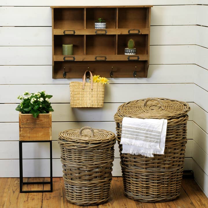 Bacon Basketware - Wholesale Laundry Hamper - 2 Piece Rattan Laundry Hamper Set