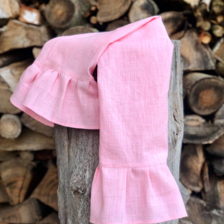 Belle Linen - Wholesale Tea Towel - 100% High Quality Beige Linen Long Ruffles Tea Towel9