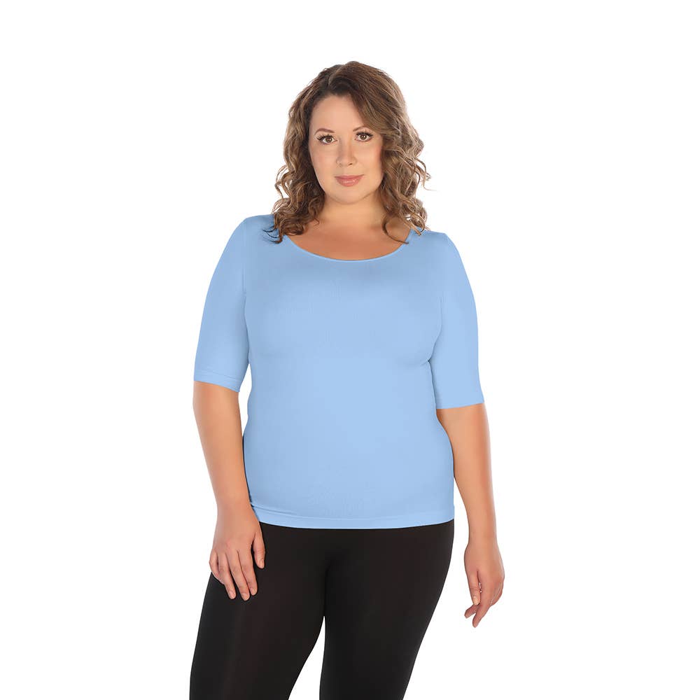 Skinnytees - Wholesale Knit Top - Women's - Plus Half Sleeve Crew Neck Tee6