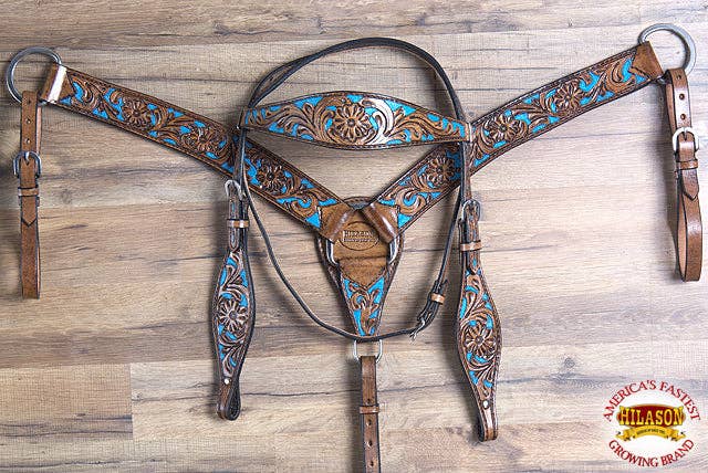 HILASON - Wholesale Horseback Riding Gear - HILASON Western Horse Headstall Breast Collar Set Tack Genuine American Leather | For Horses Headstalls1