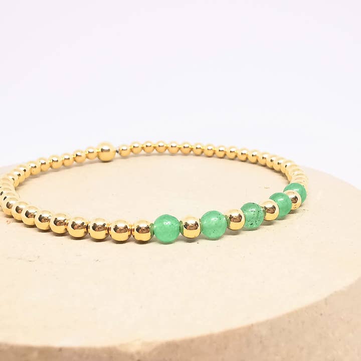 Pulseira Aventurina Verde e Ouro por atacado de Sophellie Jewellery