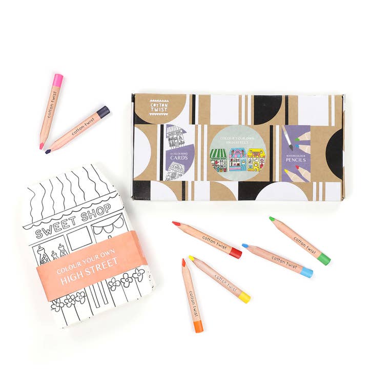 Colour Your Own High Street Kit With Watercolour Pencils for wholesale by Cotton Twist (USA DUTIES PAID)