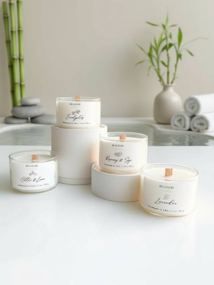 Mini Set - 4 door een spa geïnspireerde sereniteitskaarsen voor wholesale door DS Luxury Candles