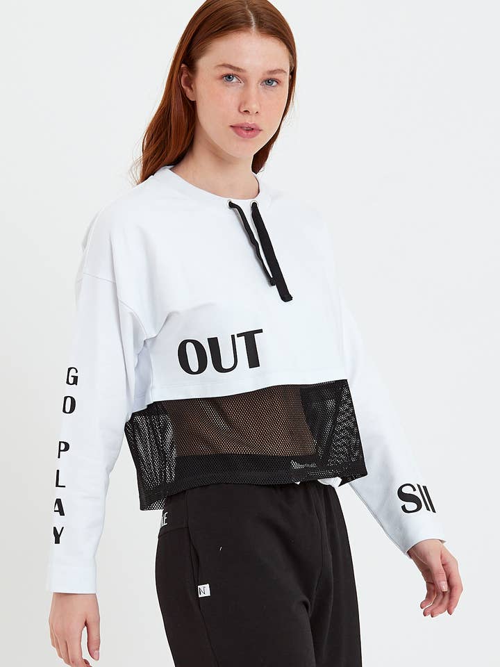 Mor & datter Mesh Crop Sweatshirt -ZY23-64156 for engroshandel hos ZEYLAND