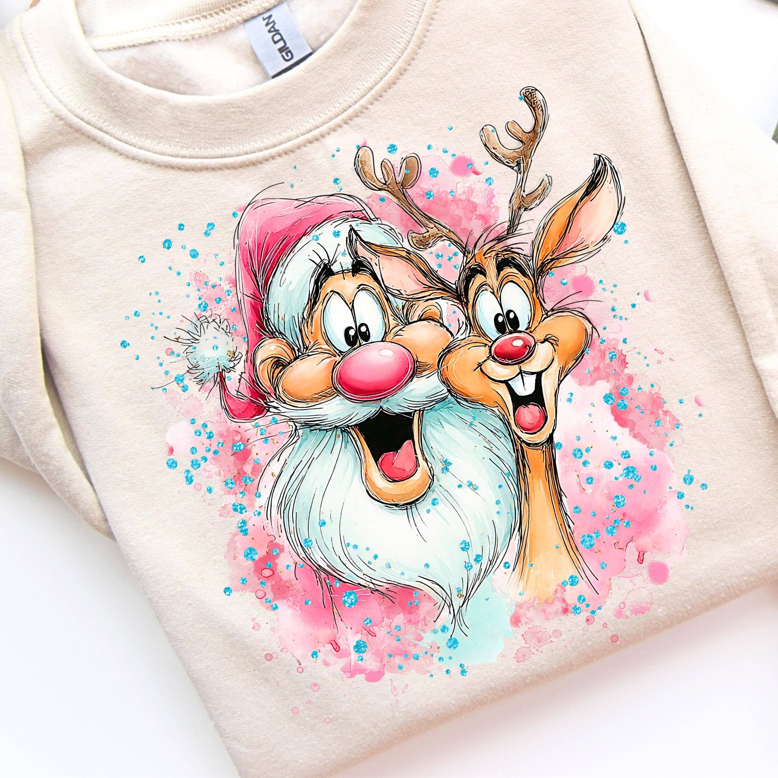 DLT Ecommerce - Wholesale T-Shirt (Graphic) - Women's - Santa Claus T-shirt, Cute Reindeer Christmas Sweatshirt1