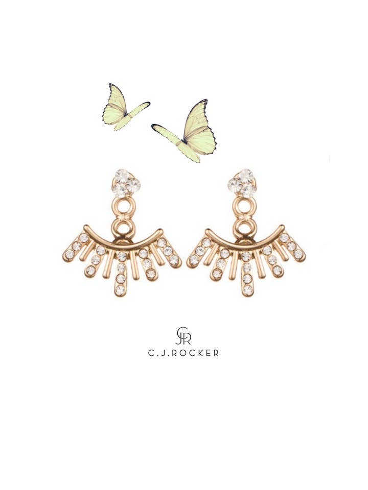 Crystal Ear Jackets Earrings | Gold or Silver for wholesale by C.J.ROCKER