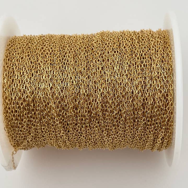 Purity Beads - Wholesale Craft Supplies - 14K Real Gold Filled 3ft. Flat Cable Chain | 14K Gold Filled Chain | Fine Gold Filled Chain | Link Dimensions: 0.2mm x 1.3mm x 1.8mm