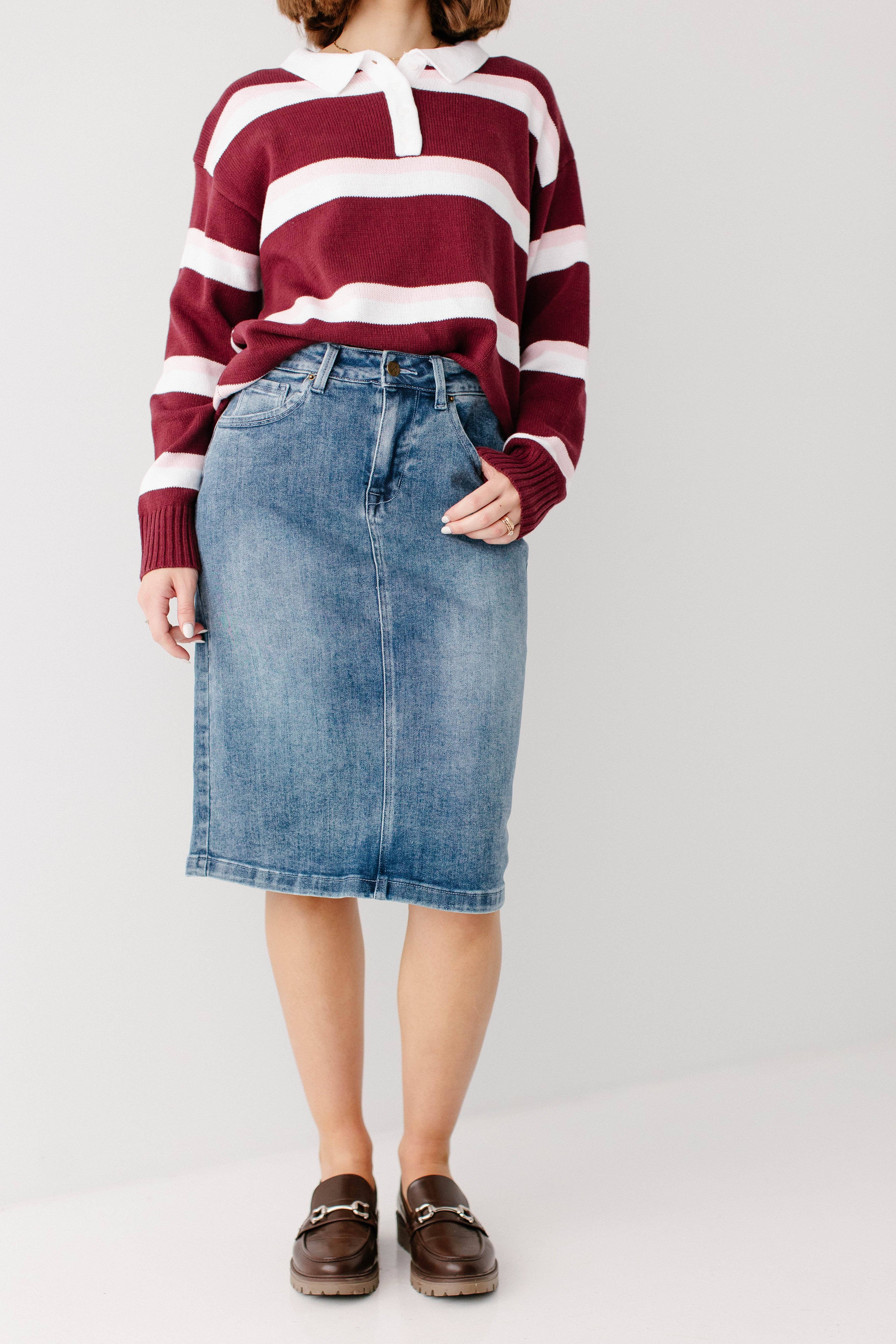 The Main Street Exchange – Engroshandel Nederdel - Dame – 'Robyn' Klassisk Denimnederdel2