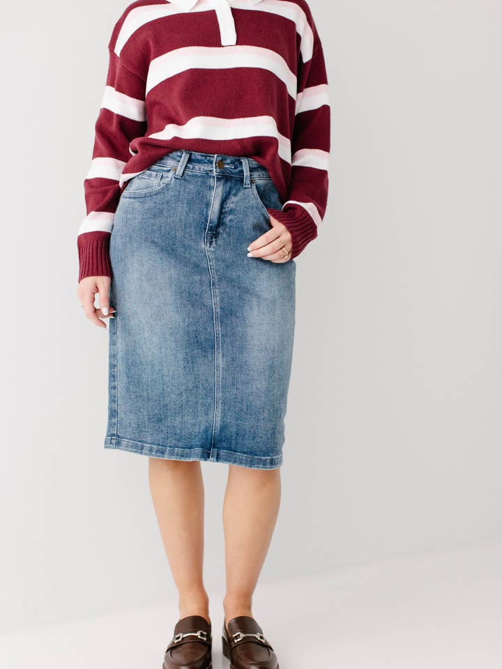 The Main Street Exchange – Großhandel Rock – Damen – „Robyn“ Klassischer Jeansrock2