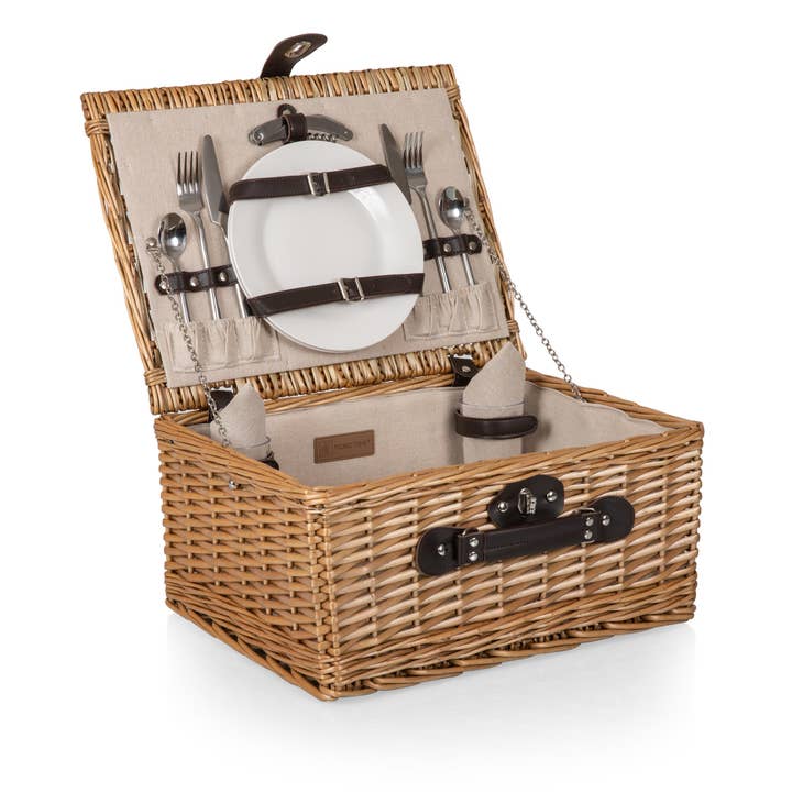 Beige Canvas Classic Picnic Basket for wholesale on Faire