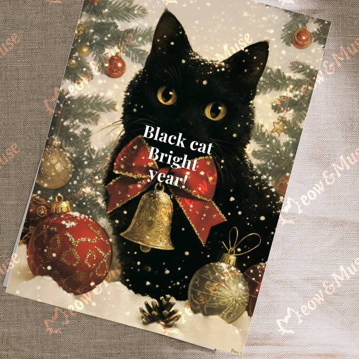 Meow & Muse - Wholesale Postcard - Postcard 'Black cat Bright year'