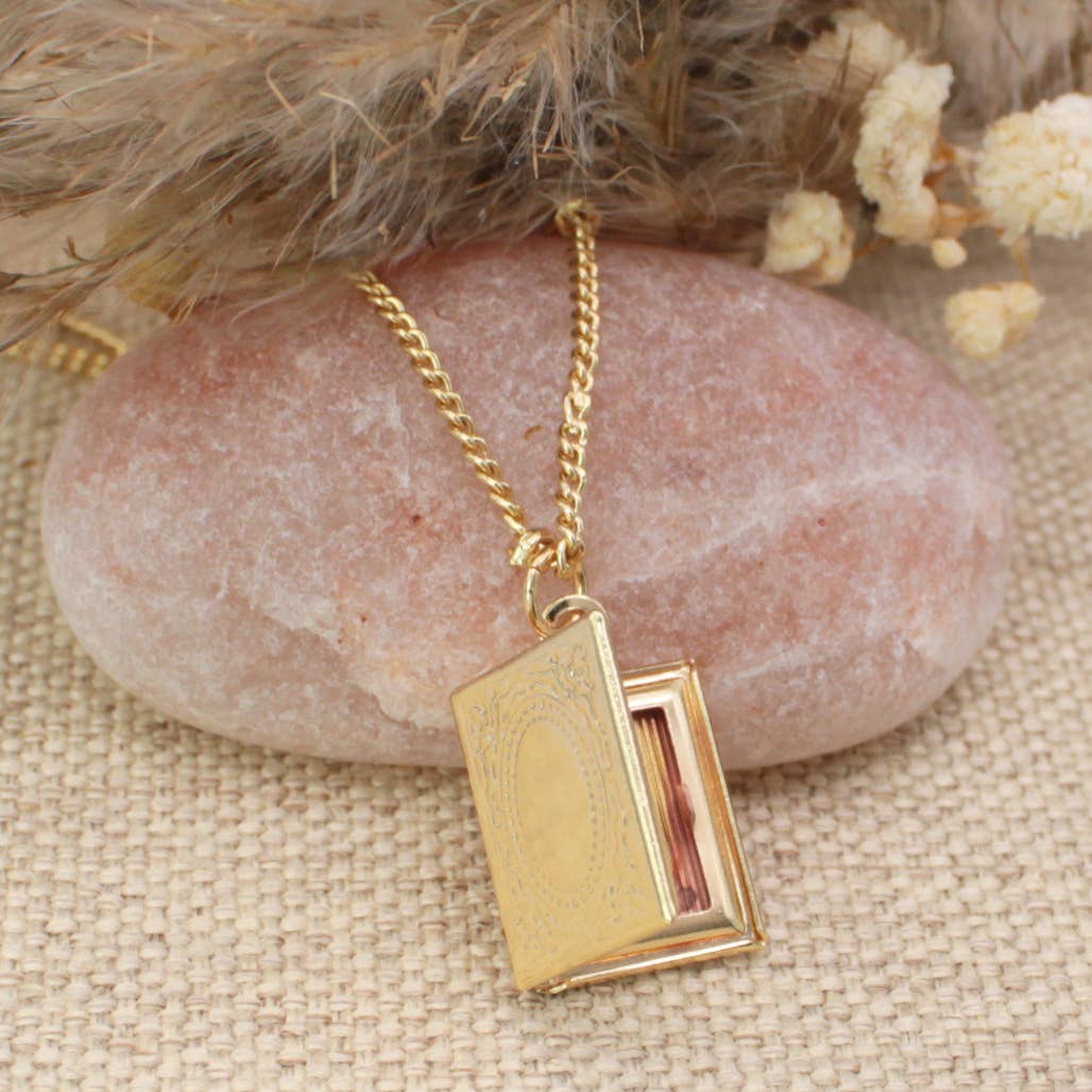 ZAD - Wholesale Locket Necklace - Secret Diary Gold Book Locket Necklace2