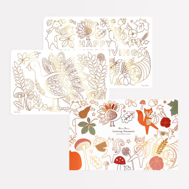 Meri Meri - Wholesale Disposable Placemat - Thanksgiving Colouring Placemats
