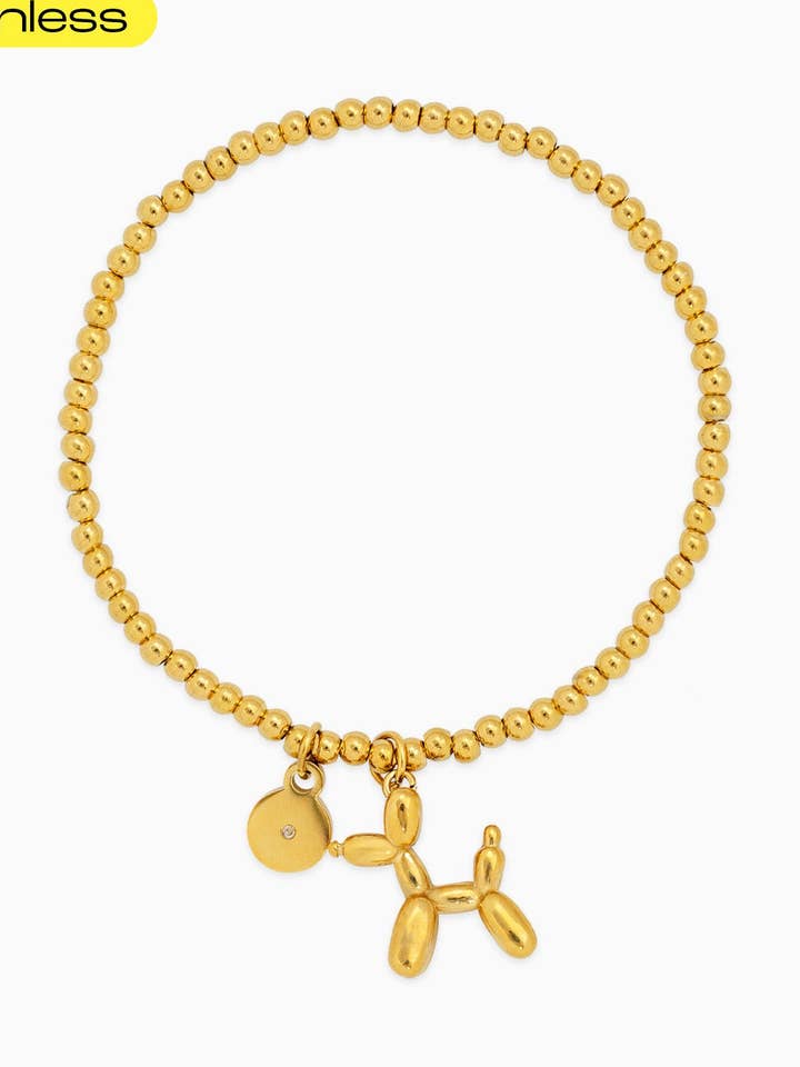 Stainless Balloon Dog Ball Stretch Bracelet for wholesale by Sessori
