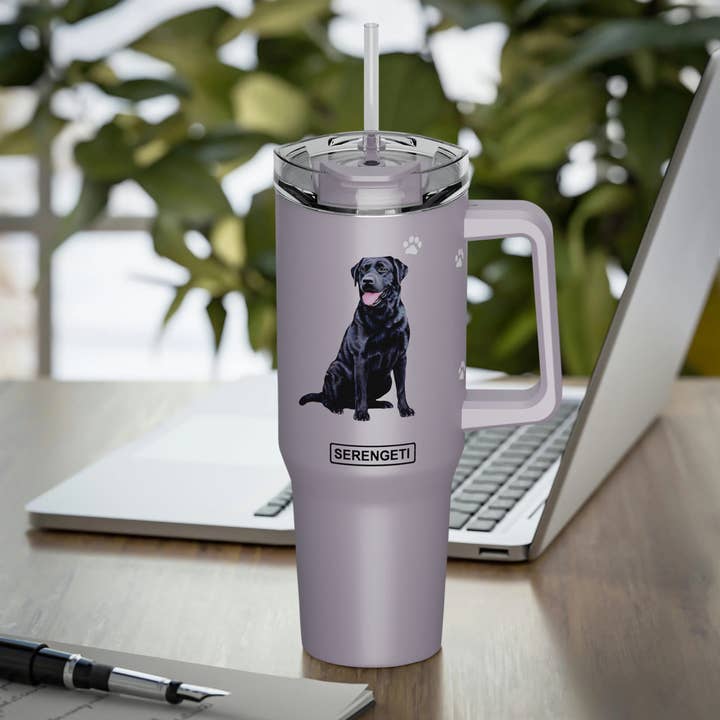 E&S Pets - Venta al por mayor Botellas de agua - Botella de agua de acero inoxidable Labrador, color negro, 24 onzas