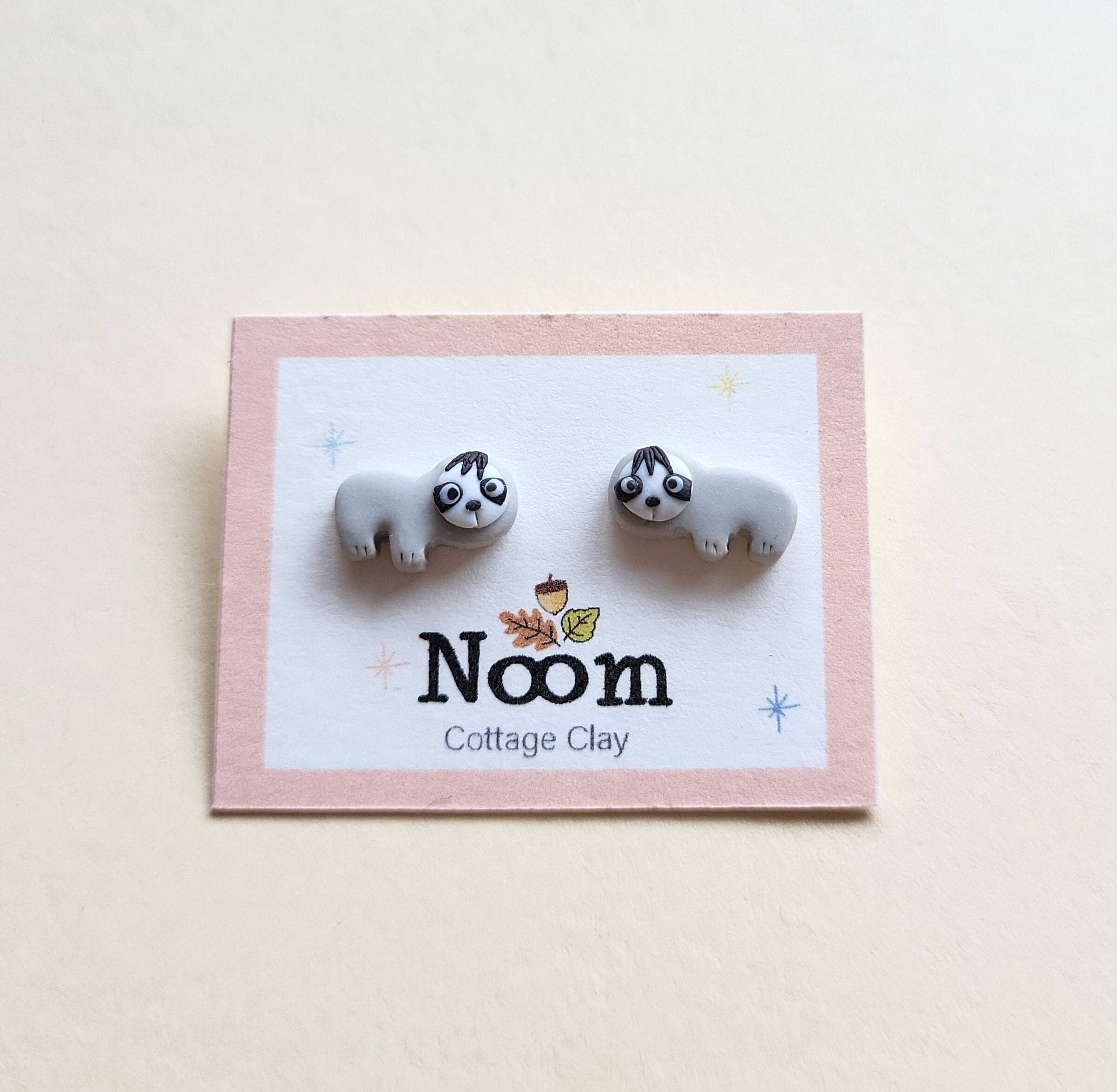 NoomCottageClay - Wholesale Stud/Post Earrings - Tiny Sloth Stud Earrings • Wildlife Jewelry
