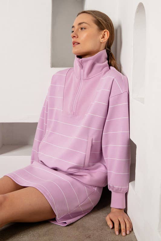 Sunday Morning - Vente Sweat-shirt – femme - T7299PL37 PULL À COL MONTANT À RAYURES ET FERMETURE ÉCLAIR DE GRANDE TAILLE 9