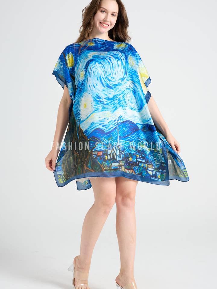 Van Gogh Starry Night Silk Cover Up for wholesale by Fashion Scarf World