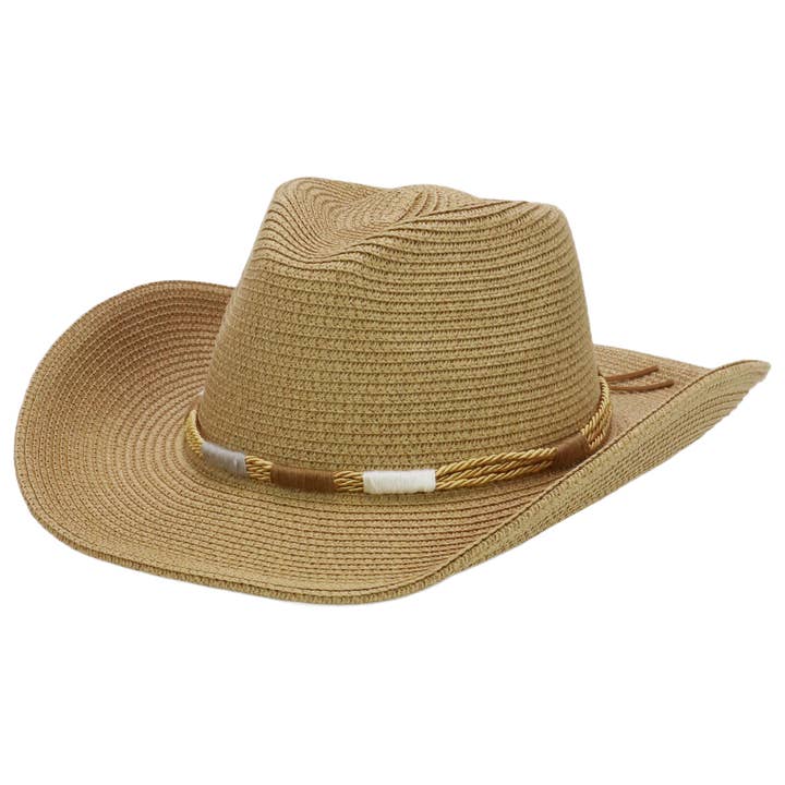 Cap Zone - Wholesale Straw Hat - Women's - Coastal Stitch Braided Belt Paper Straw Cowboy Hat13