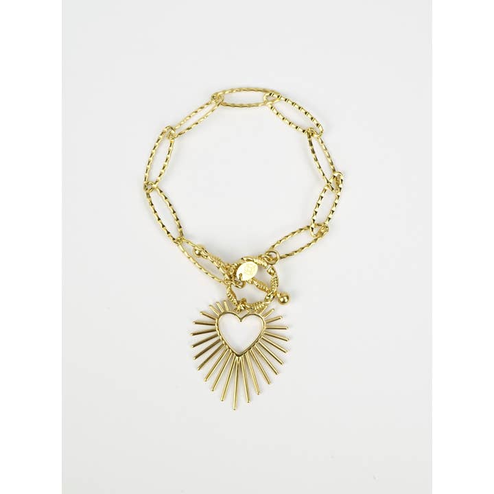 Dorado Pulsera Acero Inoxidable Corazón de venta al por mayor en Faire