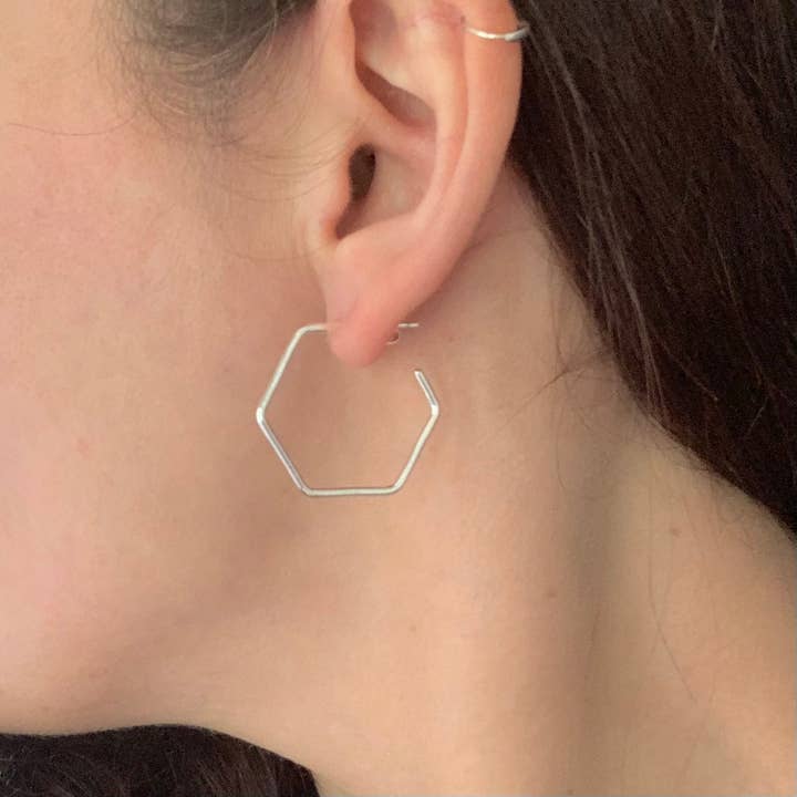 Verve Jewellery – wholesale Hoop earrings – Hexagon hoop earrings sterling silver1