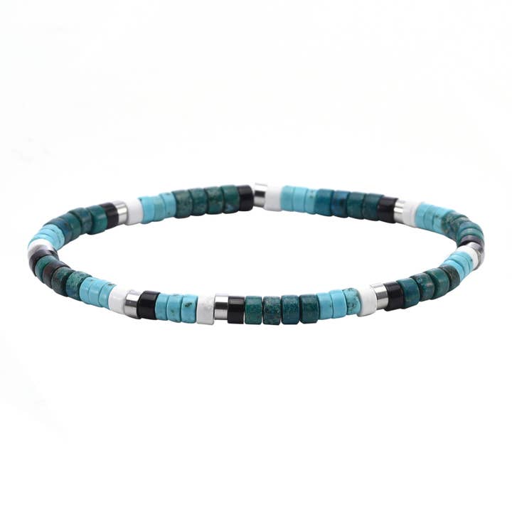Bracelet perles heishi 4 mmturquoise jaspe vert pour la vente par SIXTY STONES