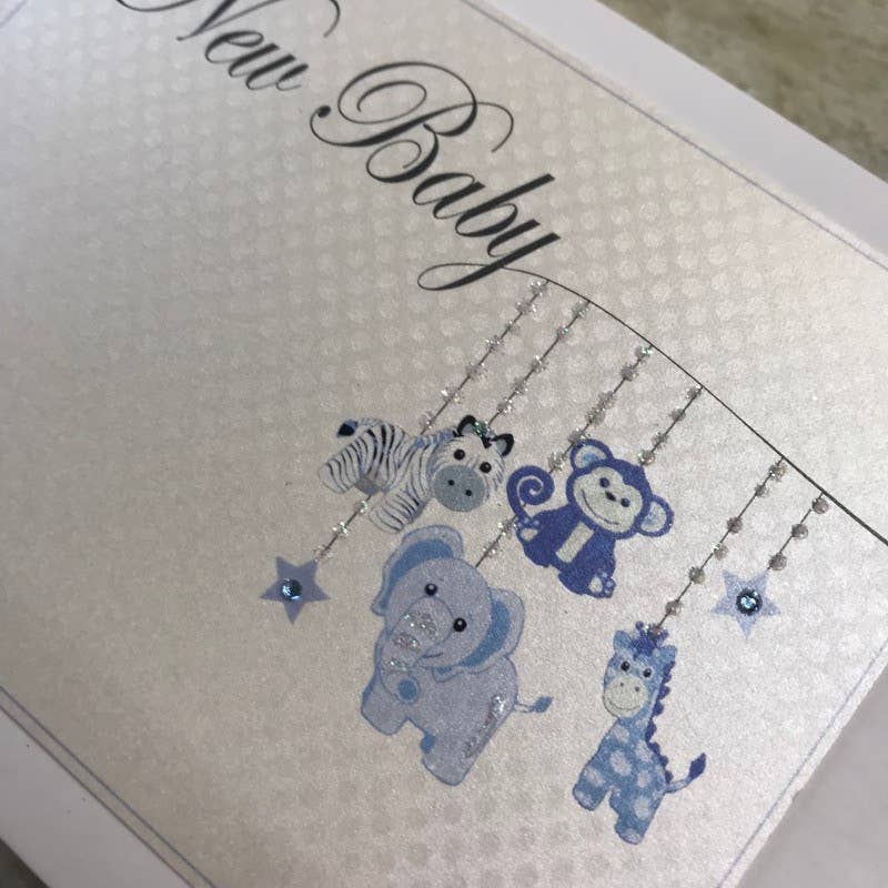 White Cotton Cards – wholesale Keepsake box – Child & baby – Baby Blue Hanging Toys Set with Album, Keepsake Box & Book2