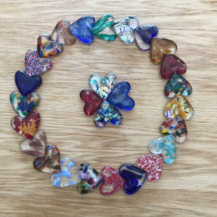 Kilnformed Glass Pocket Hearts for wholesale by Foster's Beauties