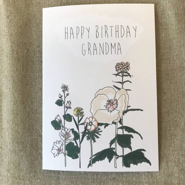 Lise Marie prints – postal de parabéns por atacado – Feliz aniversário vovó, cartão botânico floral
