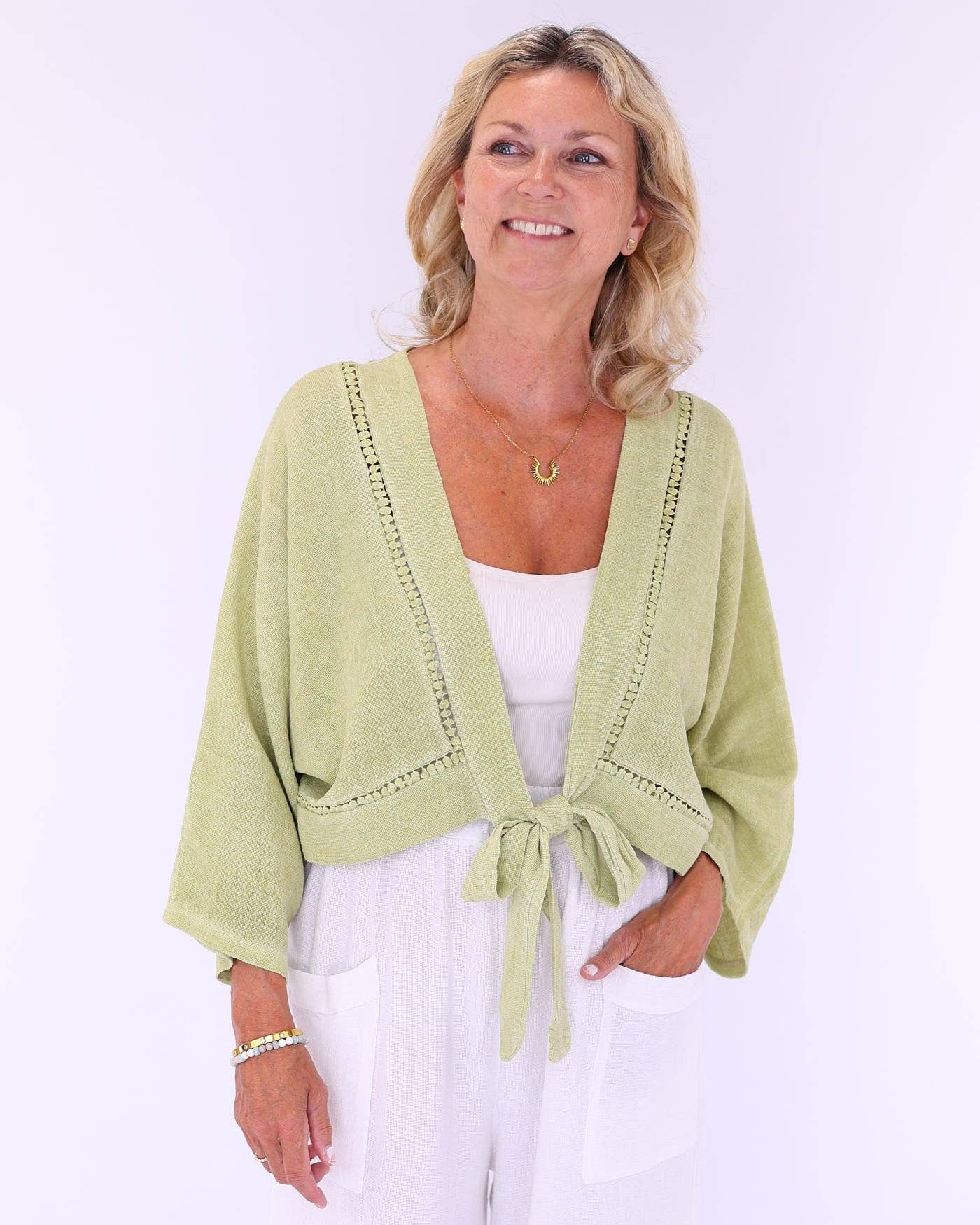 Cadenza Italy Ltd - Wholesale Jacket - Women's - Linen and Cotton Blend Tie Front Jacket9