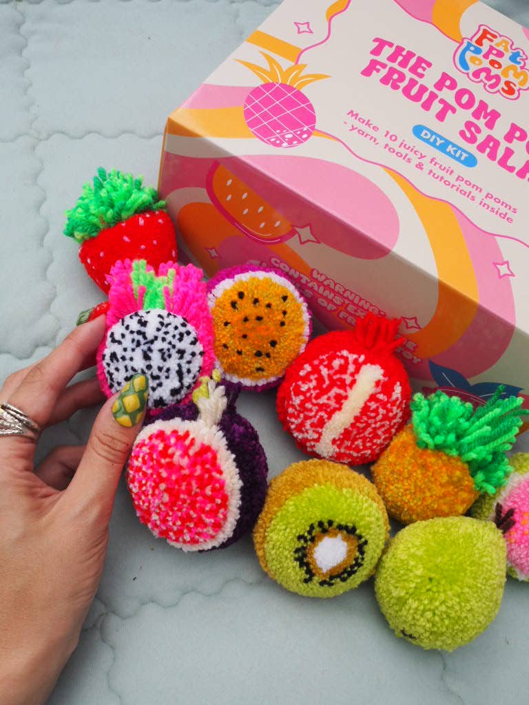 Fat Pom Poms – Großhandel Bastelset – Fruchtsalat Pom Pom DIY Kit - Macht 10 verschiedene Früchte!7