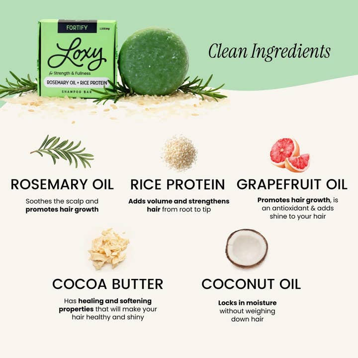 Loxy - Wholesale Shampoo Puck/Solid Shampoo - Fortify: Strengthening & Volumizing Shampoo Bar with Rosemary Oil & Rice Protein2