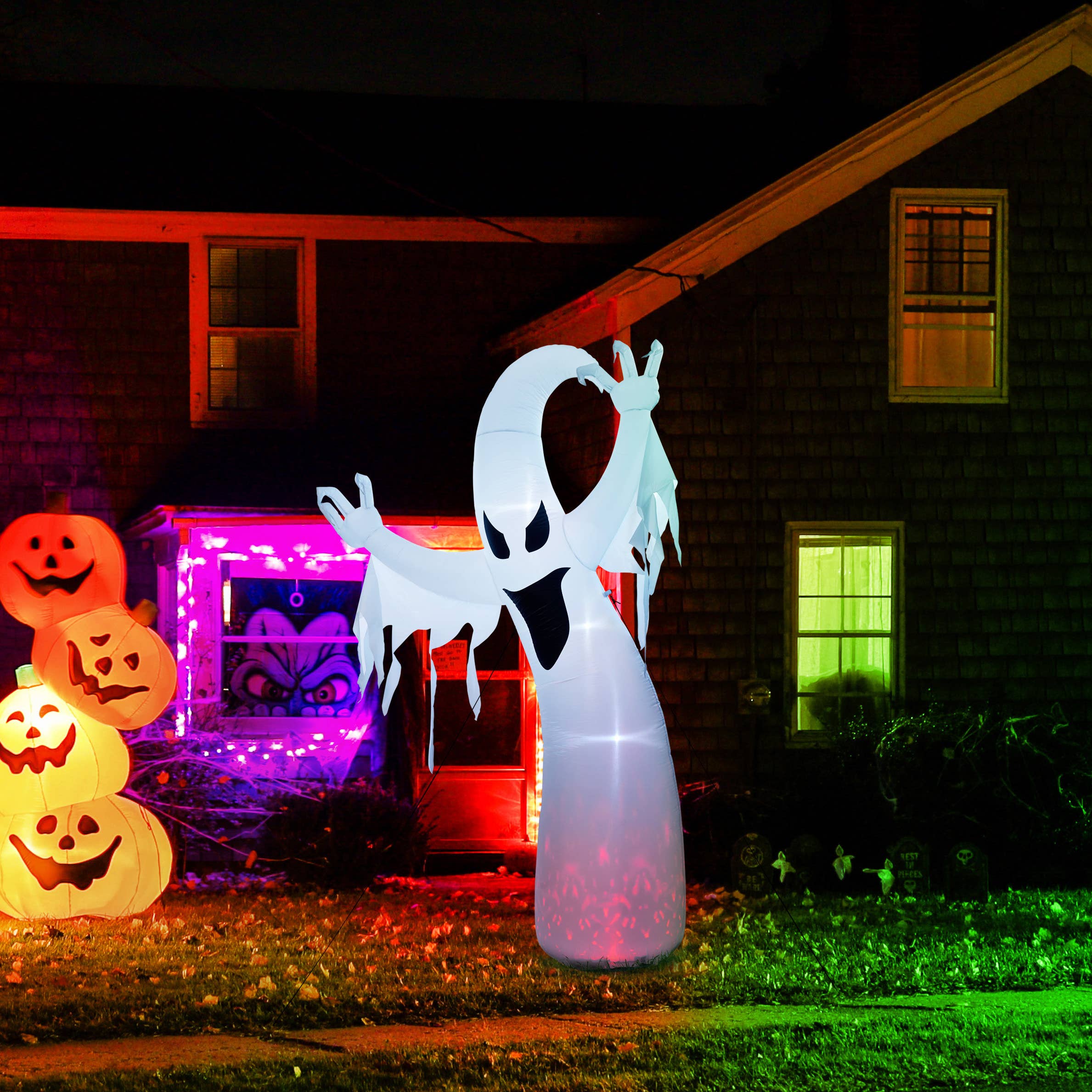 The Twiddlers - Wholesale Inflatables - Halloween Giant Inflatable Ghost - 9ft Mains Powered LED5