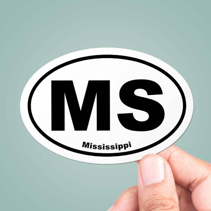 CJ's Sticker Shop – wholesale Sticker – Mississippi MS State Oval Sticker Vinyl Decal0