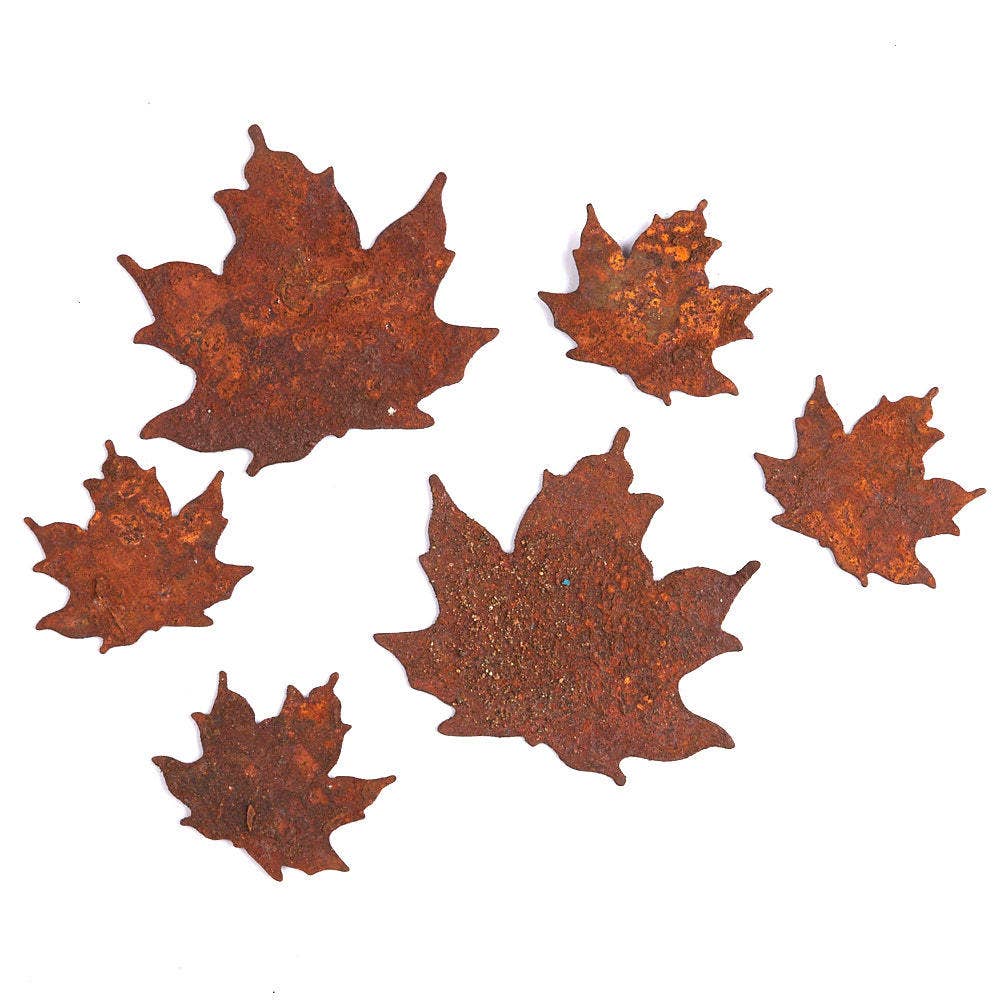 Factory Direct Craft - Wholesale Cutouts - Rusted Metal Maple Leaves Cutouts (Pack of 6)2
