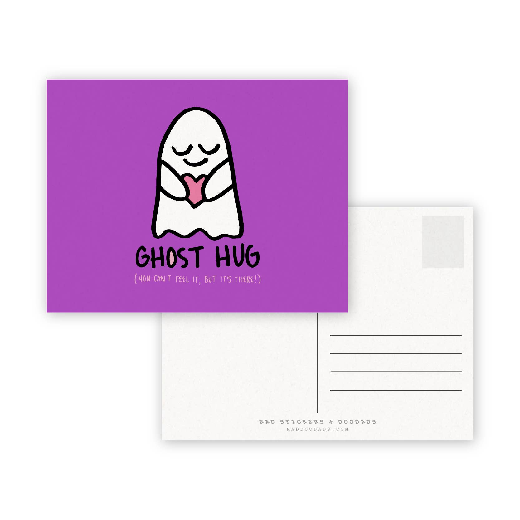 RAD Stickers + Doodads – wholesale Postcard – Ghost Hug A2 Double Sided Postcard0