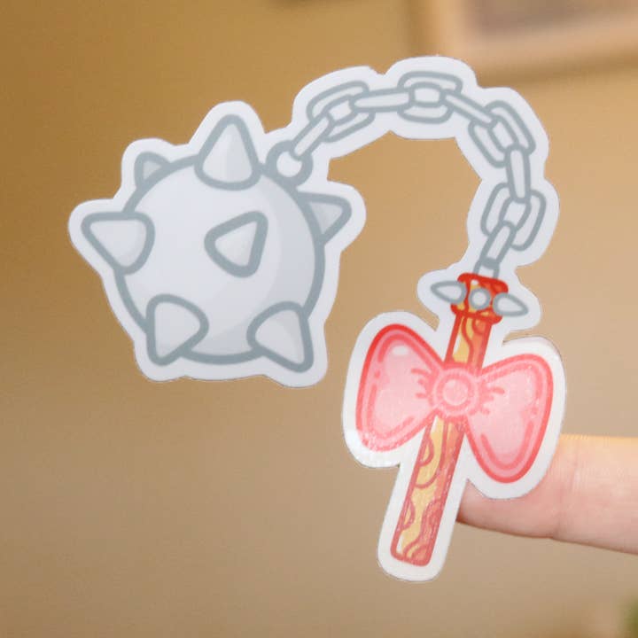Kawaii Medieval Flail Sticker for wholesale by Chibi Cheeks Co