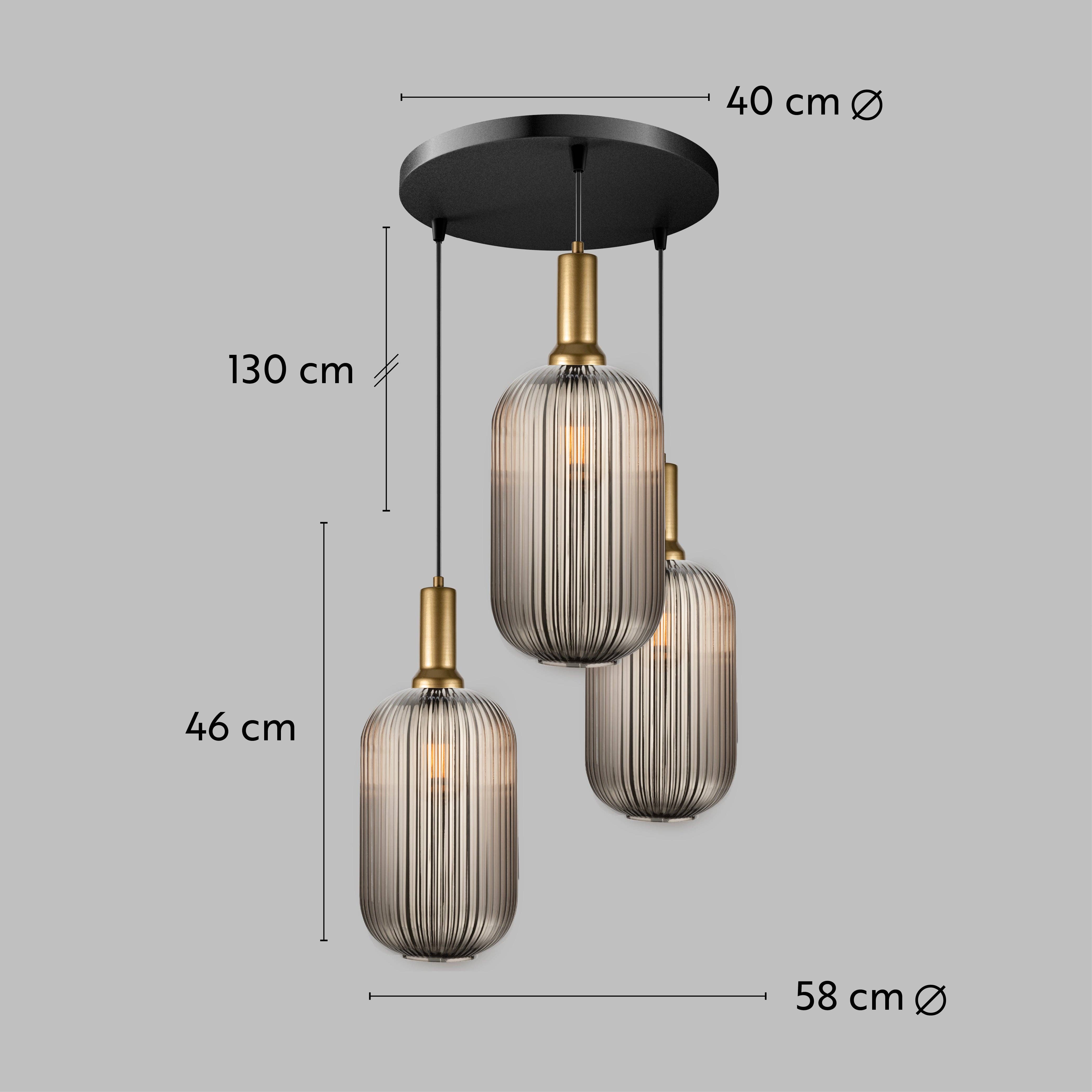 Eclipse Lighting - Wholesale Chandelier/Hanging Light - XL Amber Ribbed Glass Multi Pendant Light for Stairs, Mid-Century Modern Custom made Chandelier Light for Architects and Interior Designers15