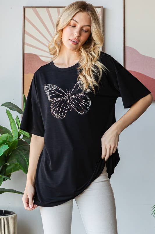 HEIMISH - Wholesale Tunic - Women's - ET7633-13 SHORT SLEEVE BUTTERFLY RHINESTONE TOP11