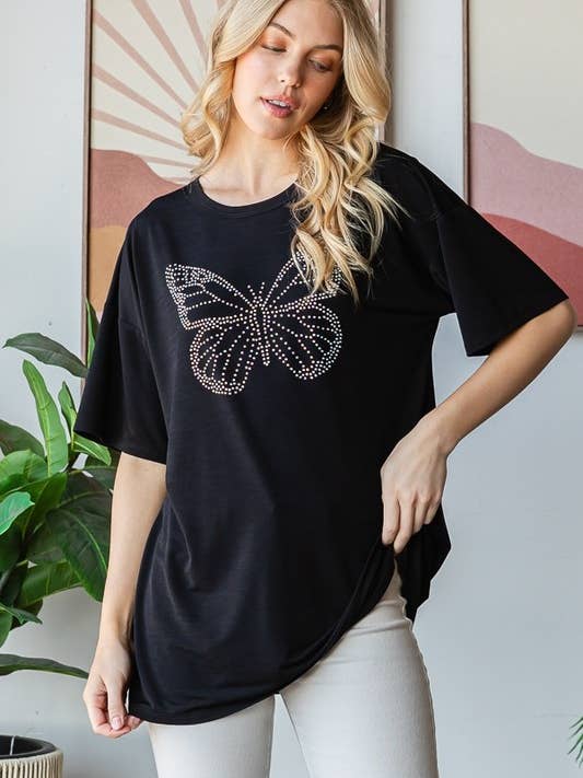 HEIMISH - Wholesale Tunic - Women's - ET7633-13 SHORT SLEEVE BUTTERFLY RHINESTONE TOP11