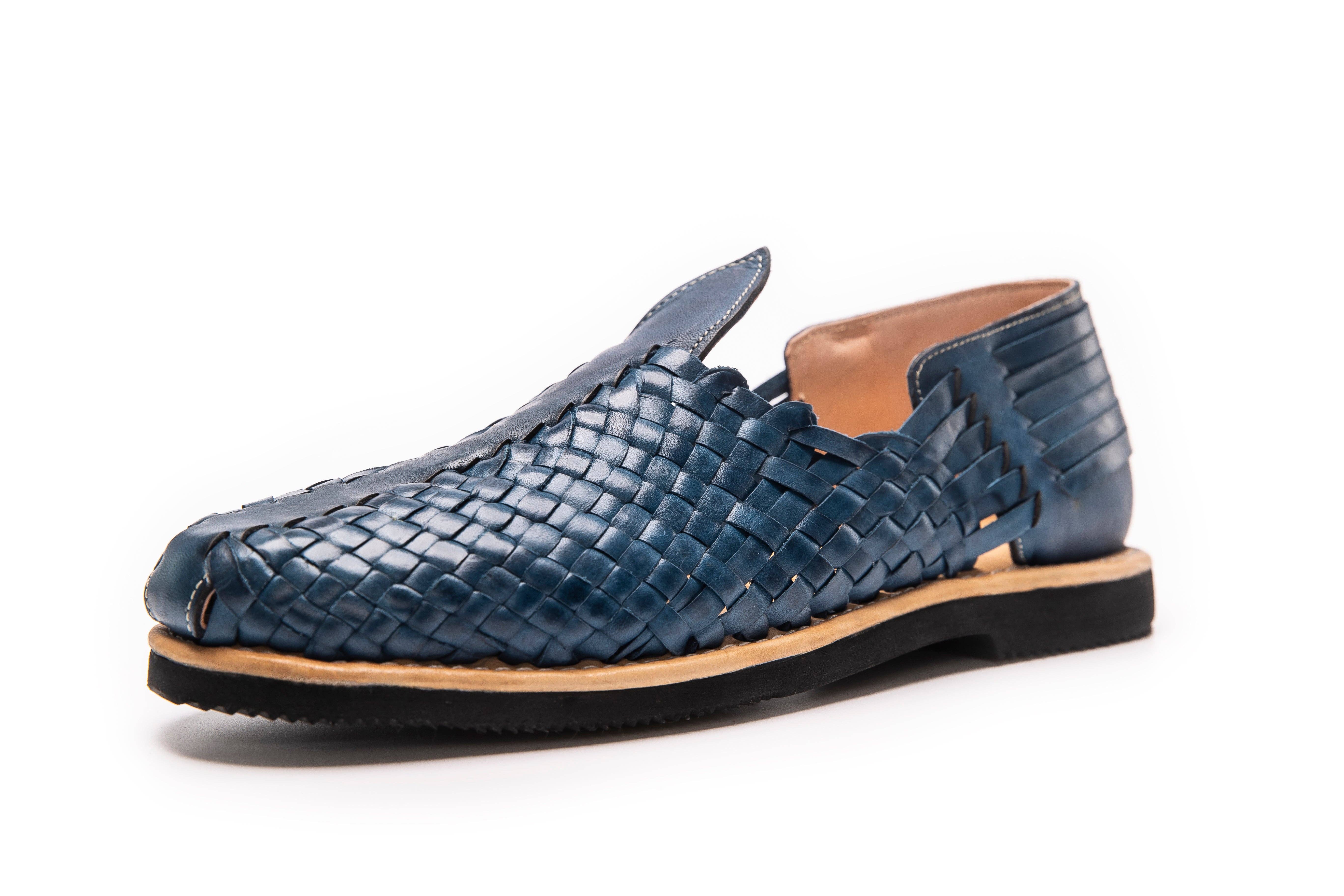Azul Sapato Mocassim Huarache de Couro Artesanal para Homens e Mulheres para venda a revendedores na Faire4