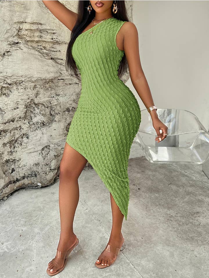 Sweetkama - Wholesale Dress - Women's - Ladies Sleeveless One Shoulder Midi Dress 241LQ54013-A888