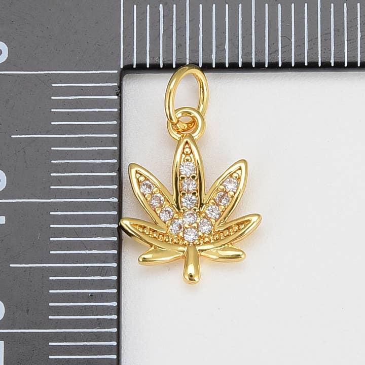 Beads Creation – wholesale Individual charm/pendant – Gold Filled Marijuana Weed Leaf Charm Pendant2