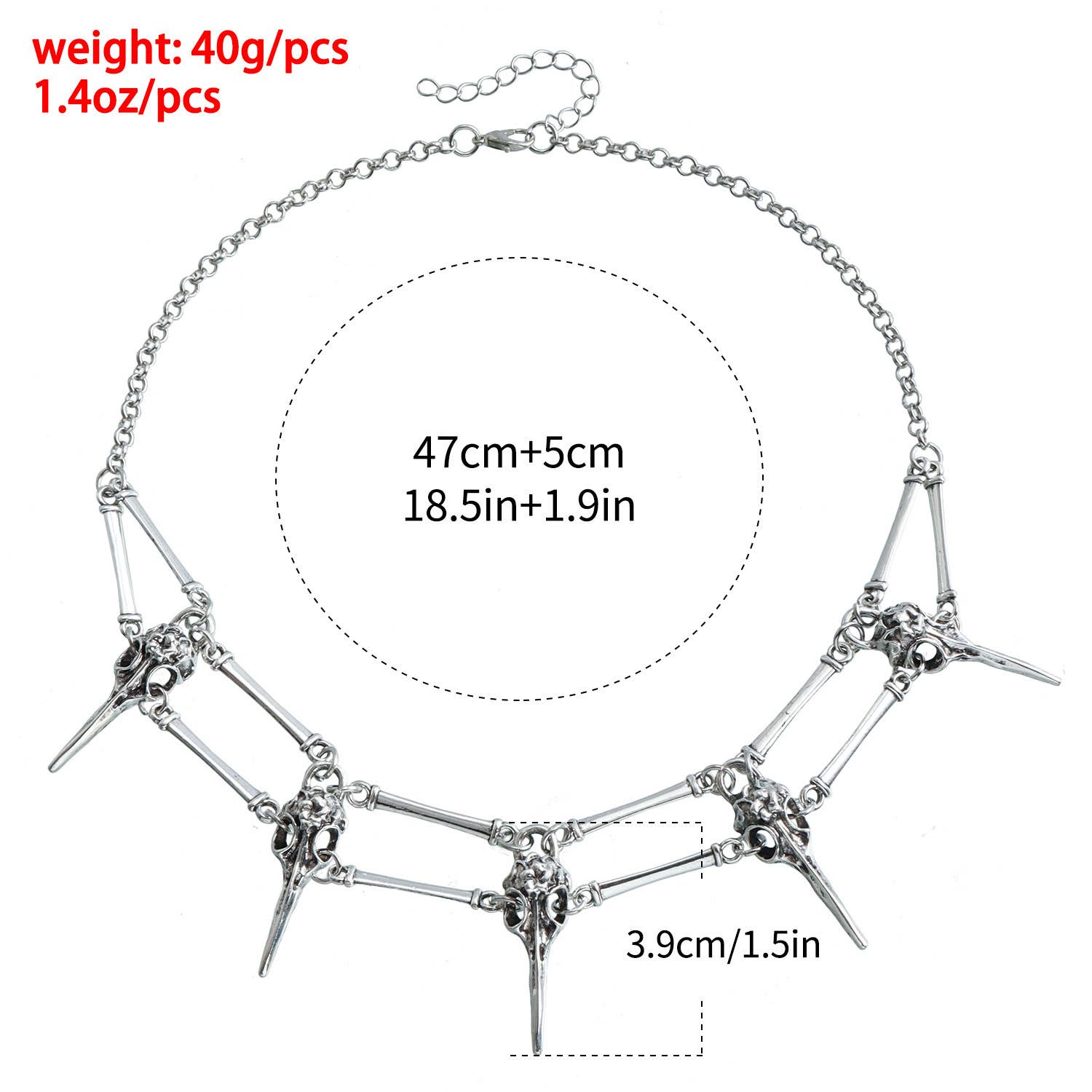 Gemscape UK - Vendita all'ingrosso Collana con ciondolo/pendaglio - Collana con Teschio di Uccello Gotico in Argento Malvagio - Funky, Stile da Strada5