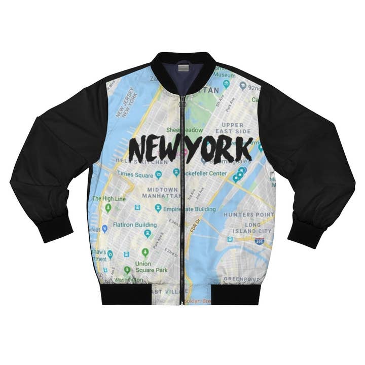 New York Kimante Black AOP Bomber Jacket for wholesale by Kimante Clothing