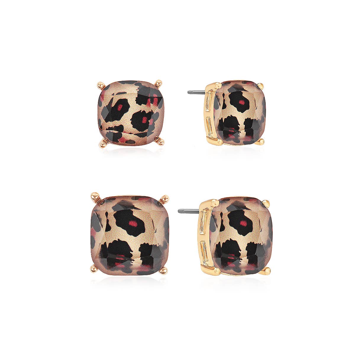 Loven x Mini Momo - Wholesale Knopjes/oorstekers - Glitter vierkante cushion-cut oorstekers set6