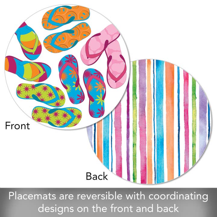 CounterArt/Highland Home/Thirstystone/CoasterStone - Wholesale Placemat - Summer Flip Flops Reversible Round Plastic Placemat3