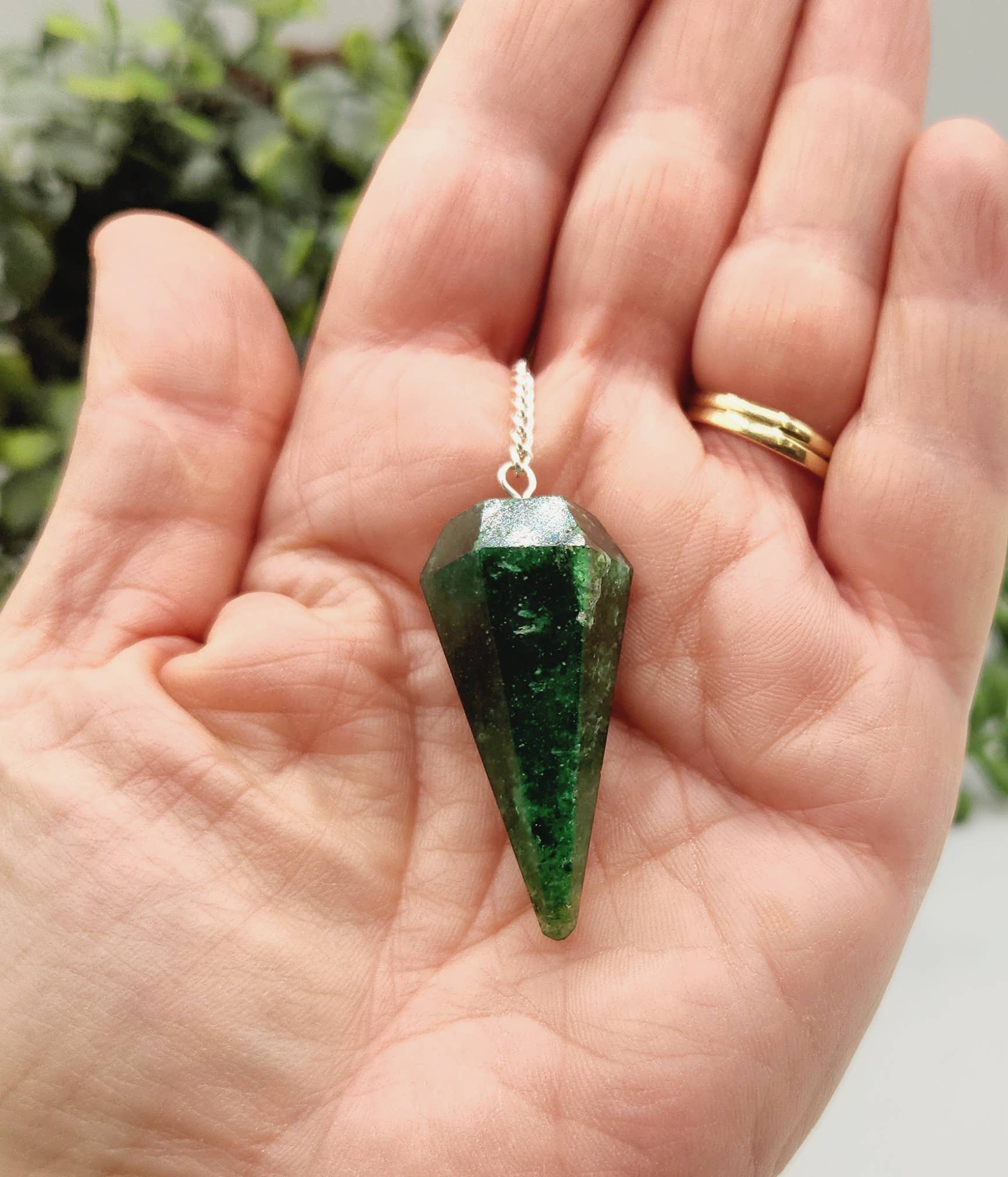 Meraki Gemstones - Wholesale Meditation Supplies - Jade Pendulum w/Chakra Beads-Silver Plate Chain9