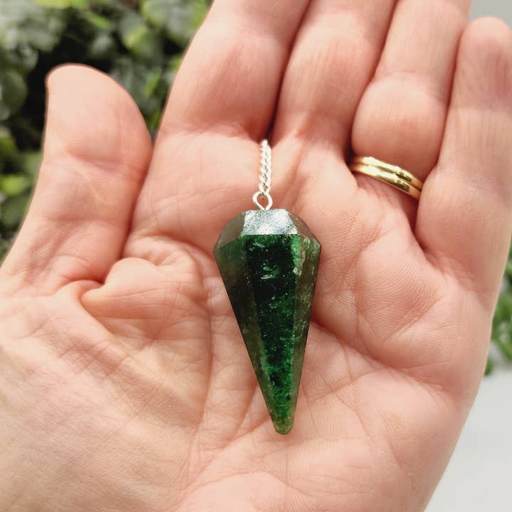 Meraki Gemstones - Wholesale Meditation Supplies - Jade Pendulum w/Chakra Beads-Silver Plate Chain9